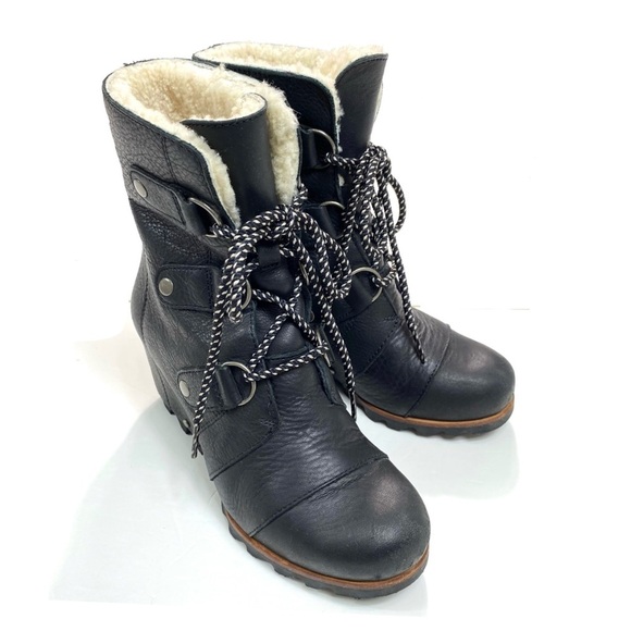 Sorel Joan Of Arctic Wedge Mid Shearling Boot in Black Size 6 NL2703-010 - Picture 12 of 14
